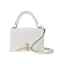 Accessorize London Womens Faux Leather White Small Logo Handheld Satchel Sling Bag-picture-12