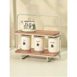 Brick Brown Organizer Wooden Spice Rack 2-Tier Kitchen Countertop Rack-picture-13