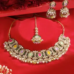 Zaveri Pearls Multi-Color Beads Kundan Jewellery Set-image-41