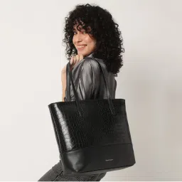 Fastrack Black Casual Tote Bag with Laptop Sleeves That Holds Upto 15"-image-83