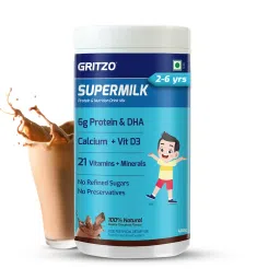 Gritzo SuperMilk Overall Growth (2-6y), 6g Protein (Double Chocolate, 400g) | Zero Refined Sugar, 21 Vitamins & Minerals-picture-30