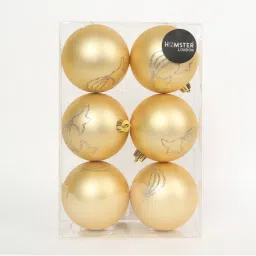 Hamster London Holy 8Cm Gold Christmas Ball (Pack of 6)-picture-16
