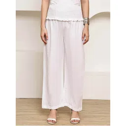 Secret Wish White Solid Poplin Maternity Pant-image-77