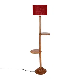 devansh Ivana Maroon Cotton Shade Floor Lamp image 2