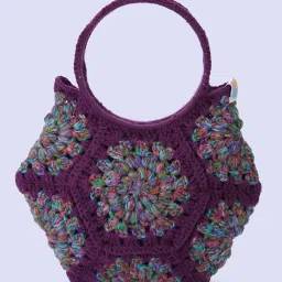 Magic Needles Cute Handmade Hexagon Handbag - Purple image 2