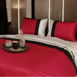 Stoa Paris Satin Comforter Set for King Size Bed, Vogue - Red with 2 Pillow Cover image 2