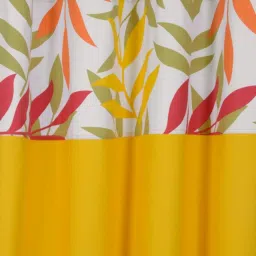 Swayam Blackout Eyelet Window Curtain - Solid Yellow With Floral Print Border image 2