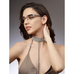 HASHTAG EYEWEAR Clear Regular Lens Cat Eye Half Rim Casual Eyeglass Frame - LUXURY-MG3995A-C1 (47) image 4