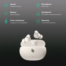 beats Studio Buds Plus TWS Earbuds with Active Noise Cancellation (IPX4 Water & Sweat Resistant, Siri Voice Assistant, Ivory) image 2