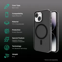 GRIPP Combat TPU & Polycarbonate Back Cover for Apple iPhone 15 (MagSafe Compatible, Smoke) image 2