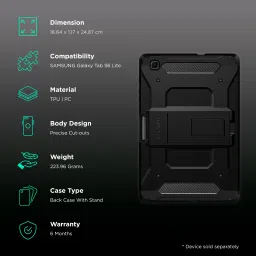 spigen Tough Armor Pro TPU & Polycarbonate Back Cover for SAMSUNG Galaxy Tab S6 Lite (Support S Pen Holder, Black) image 2