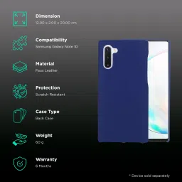 stuffcool Uni Faux Leather Back Cover for SAMSUNG Galaxy Note 10 (Scratch Resistant, Blue) image 2