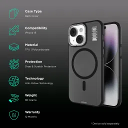 GRIPP Raigor Hard Polycarbonate Back Cover for Apple iPhone 15 (MagSafe Compatible, Black) image 2