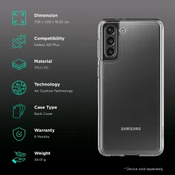 spigen Thin Fit Polycarbonate & TPU Back Cover for SAMSUNG Galaxy S21 Plus (Air Cushion Technology, Crystal Clear) image 2