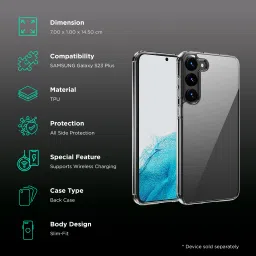 Quix TPU Back Cover for SAMSUNG Galaxy S23+ (Slim-Fit, Transparent) image 2