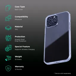 QUIX TPU Back Cover for Apple iPhone 14 (Supports Wireless Charging, Clear) image 2