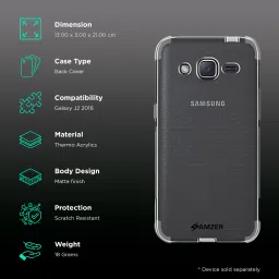 AMZER AMZ98624 Soft TPU Back Cover for Samsung Galaxy J2 (Wear And Tear Protection, Black) image 2