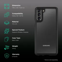 spigen Thin Fit Polycarbonate & TPU Back Cover for SAMSUNG Galaxy S21 (Air Cushion Technology, Matte Black) image 2