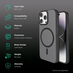 GRIPP Alpine Rubber Back Cover for Apple iPhone 15 Pro Max (MagSafe Compatible, Black) image 2