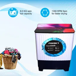 FOXSKY 8 kg Semi-Automatic Top Load Washing Machine with Magic Filter (Aqua Wash, Maroon) image 5