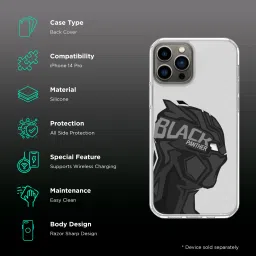 Macmerise Black Panther Art Silicone Back Cover for Apple iPhone 14 Pro (Supports Wireless Charging, Multi Color) image 2