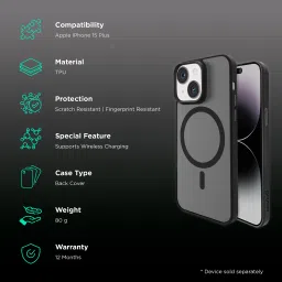 GRIPP Bolt Hard TPU Back Cover for Apple iPhone 15 Plus (MagSafe Compatible, Black) image 2