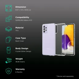 spigen Liquid Crystal Glitter TPU Back Cover for SAMSUNG Galaxy A72 (Slim Protection, Crystal Quartz) image 2