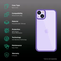 GRIPP Clarion Hard Polycarbonate & Silicone Back Cover for Apple iPhone 14 Pro Max (Drop Protection, Purple) image 2
