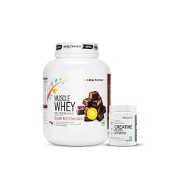 Healthfarm Muscle whey Double Rich Chocolate 2kg + Creatine 100gms Combo-image-13
