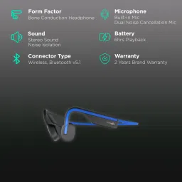 shokz AfterShokz OpenMove Bone Conduction Bluetooth Headphone with Noise Isolation (IP55 Water Resistant, Deep Bass, Blue) image 2