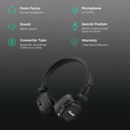 Marshall Major IV Bluetooth Headphone with Mic (Upto 80 Hours Playback, On Ear, Black) image 2