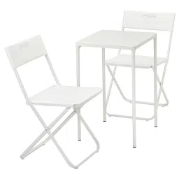 ikea fejan Table+2 folding chairs, outdoor, white/white-picture-22