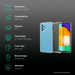 spigen Crystal Flex TPU Back Cover for Samsung Galaxy A52 (Innovative Dot System, Clear) image 2