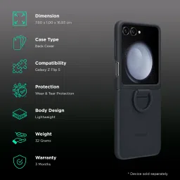 SAMSUNG Soft Silicone Back Case for Galaxy Z Flip5 (Ring Holder, Indigo) image 2