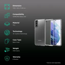 spigen Liquid Crystal TPU Back Cover for SAMSUNG Galaxy S21 (Air Cushion Technology, Crystal Quartz) image 2