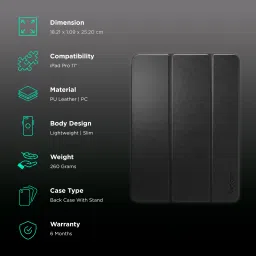 spigen Smart Fold Polyurethane Leather & Polycarbonate Back Cover for Apple iPad Pro 11 Inch (Magnetic Closure, Black) image 2
