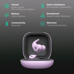 beats Fit Pro MK2H3ZM/A TWS Earbuds with Active Noise Cancellation (Sweat & Water Resistant, 24 Hours Playtime, Stone Purple) image 2