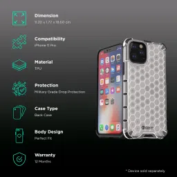 inbase in base XD Series TPU Back Cover for Apple iPhone 11 Pro (Military Grade Drop Protection, Black) image 2