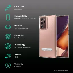 spigen Ultra Hybrid S Hard Polycarbonate & TPU Back Cover for SAMSUNG Galaxy Note 20 Ultra (Air Cushion Technology, Crystal Clear) image 2