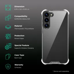 HYPHEN TPU Back Case & Tempered Glass Combo for Samsung Galaxy S23 (Slip Resistant, Transparent) image 2