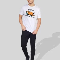 Greylongg Men Graphic Printed Round Neck Cotton T-shirt image 5