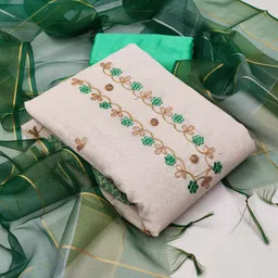 HERE&NOW Floral Embroidered Silk Blend Unstitched Dress Material-picture-17