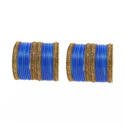 poshing Set Of 40 Turquoise Blue Glass Artificial Stones & Beads Bangles-picture-24