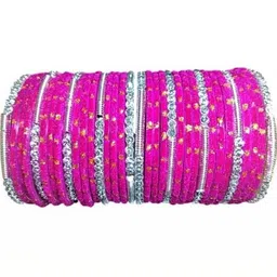 Shasmi Magenta Glass Artificial Stones & Beads Bangle-picture-11