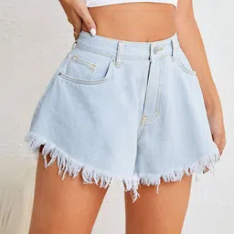 Stylecast X Kotty Women High-Rise Rapid-Dry Frayed Denim Shorts image 4