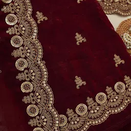 Koskii Floral Embroidered Sequinned Organza Unstitched Dress Material image 5