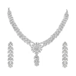 Women Click Rhodium-Plated Stones-Studded Jewellery Set image 1