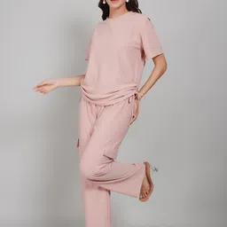 Stem Rope Trending Pink solid Co-ords Set For Women image 5