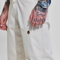 Snitch Men Light Beige Mid-Rise Relaxed Fit Trouser image 4