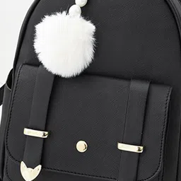 StyleCast Women Medium Stylish Casual Backpack With Pom Pom Keychain image 2